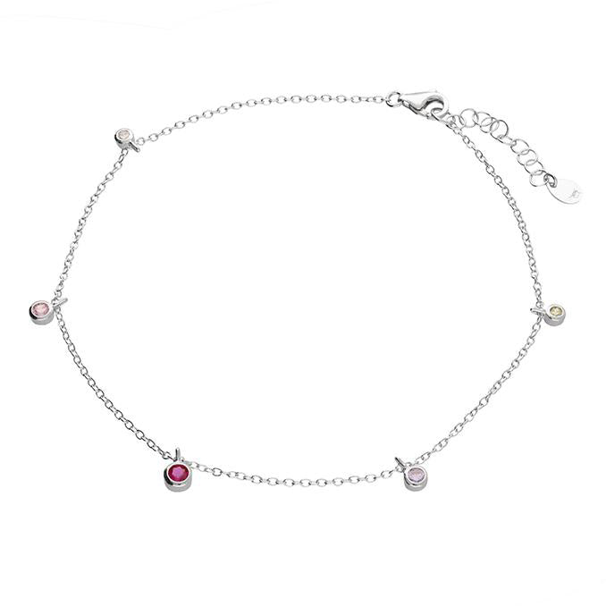 Pink Drop Silver Dainty Anklet