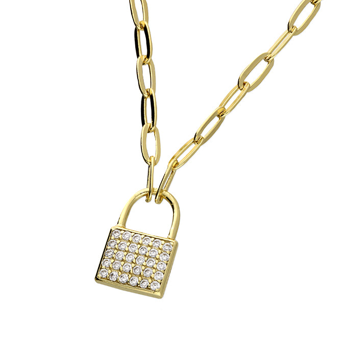 Gold Pandlock Link Chain Necklace