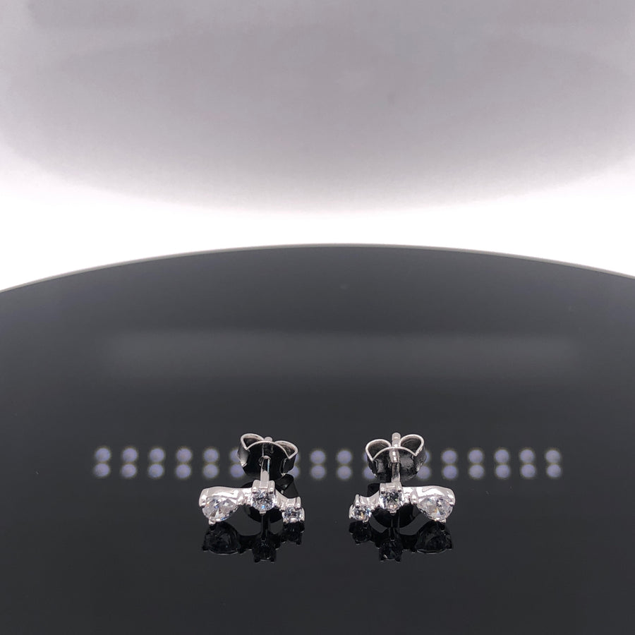 Sterling Silver Triple Pear Cut Earrings