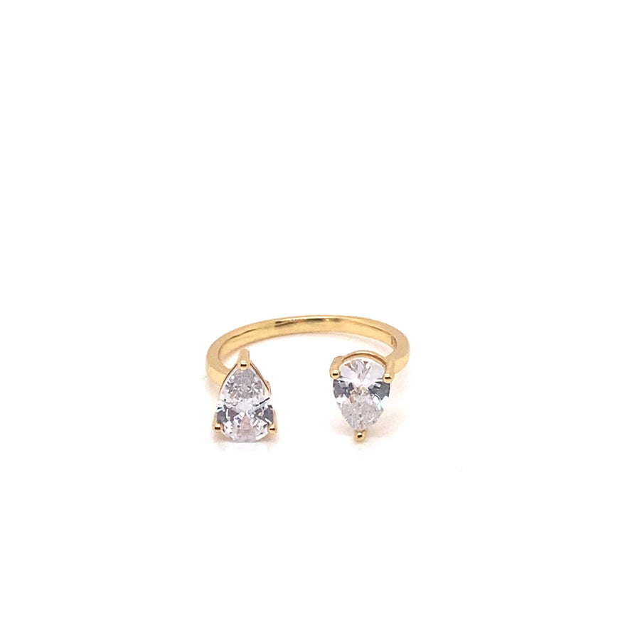 Double Pear Cut Resizable Gold Ring