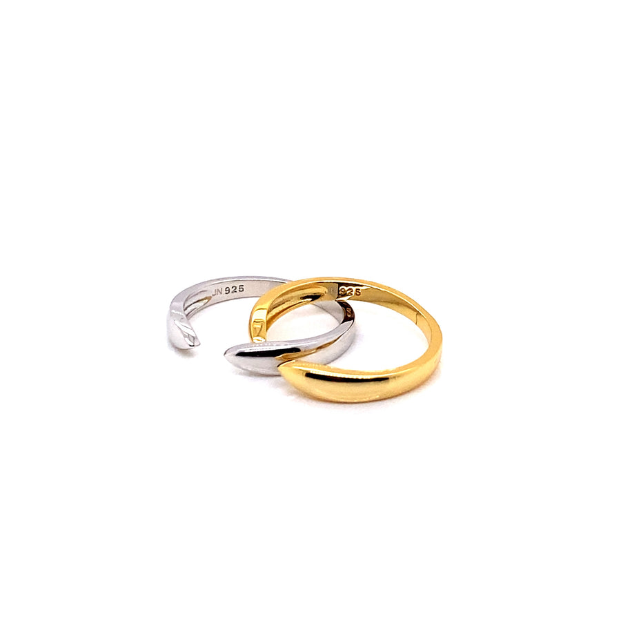 Duo Set Gold Silver Solid Band Ring