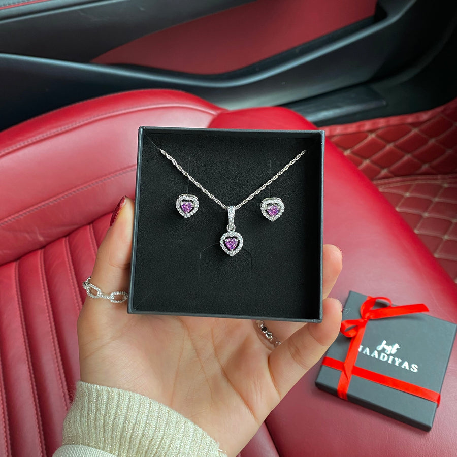 Violet Heart Shaped Necklace