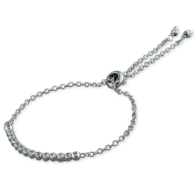 Round Cut Silver Adjustable Bracelet