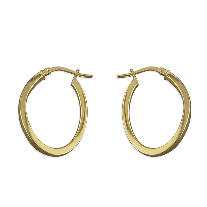 Gold Twist Oval Hoop Earrings