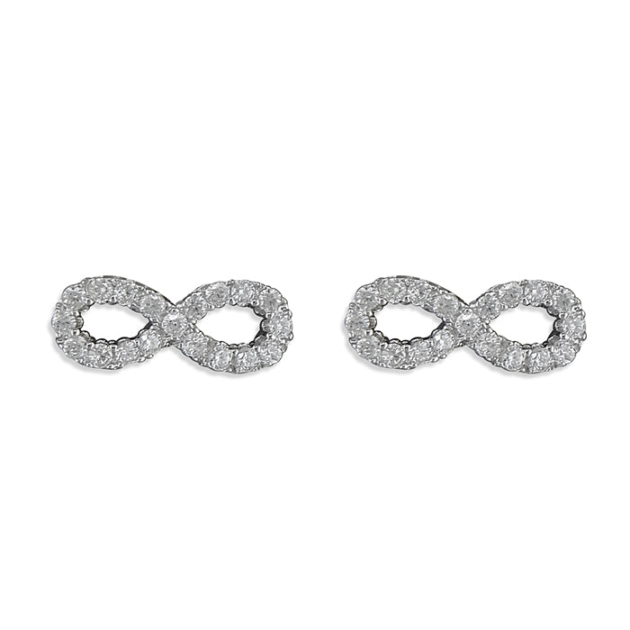 Infinity Silver Pavé Stud Earrings