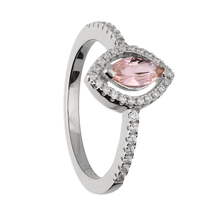 Pink Morganite Marquis Halo Ring