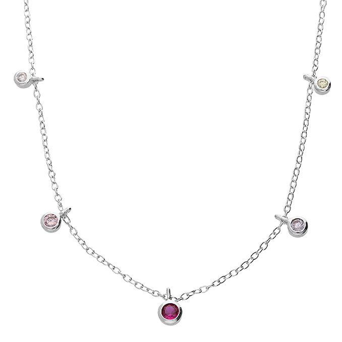 Pink Drop Silver Necklace