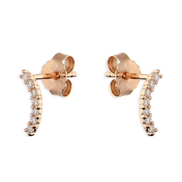 Silver / Rosegold Pavé Curve Earrings