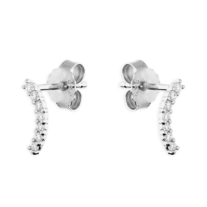 Silver / Rosegold Pavé Curve Earrings