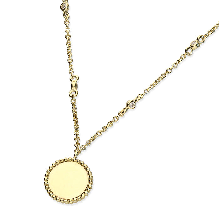 Golid Solid Circular Pendant Necklace