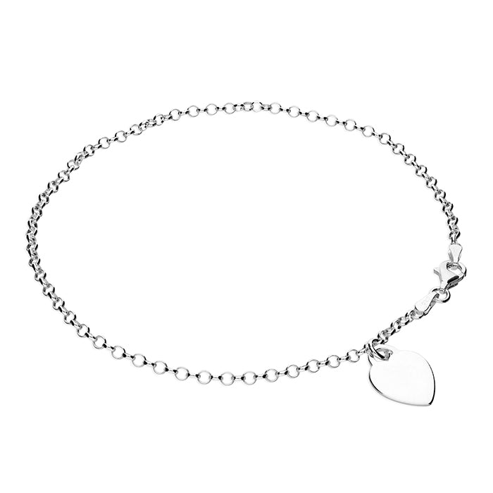 Silver Heart Belcher Chain Anklet