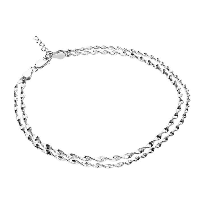 Silver Double Twist Anklet