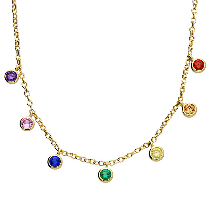 Rainbow Droplet Gold Necklace