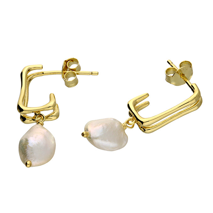 Pearl Double Bar Drop Earrings