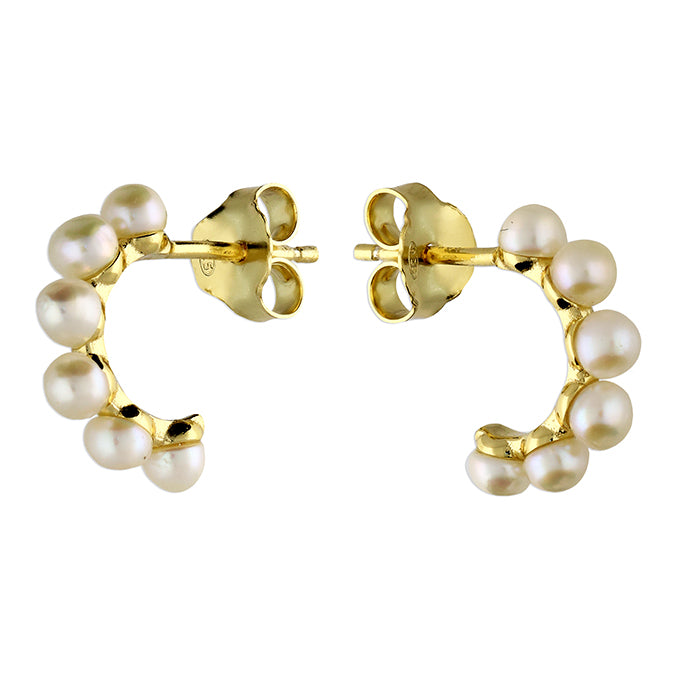 Gold / Silver Freshwater Pearl Hoop Earrings