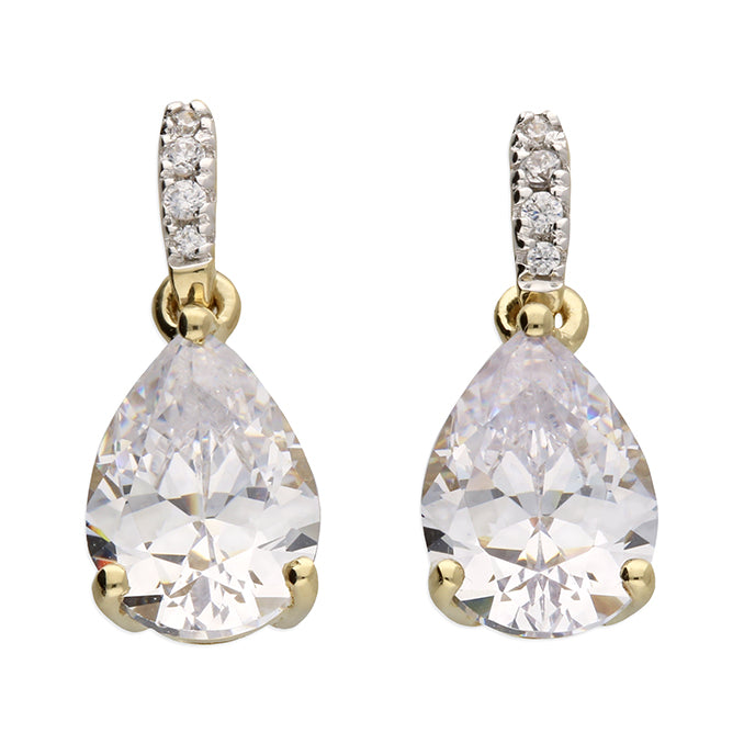 Pear Cut Yellow Gold Drop Earrings