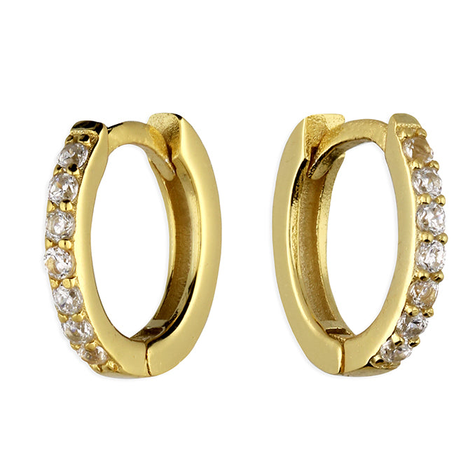 Gold Pavé Huggie Hoop Earrings