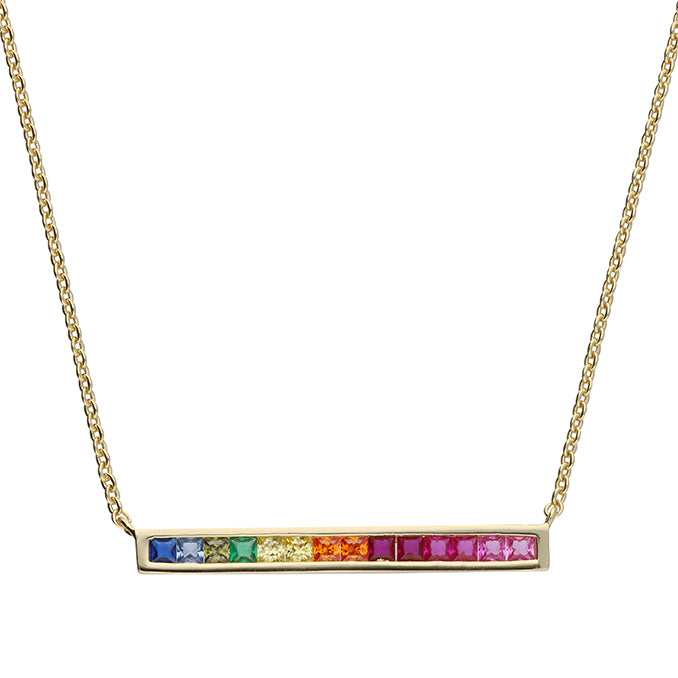 Rainbow Gold Bar Necklace
