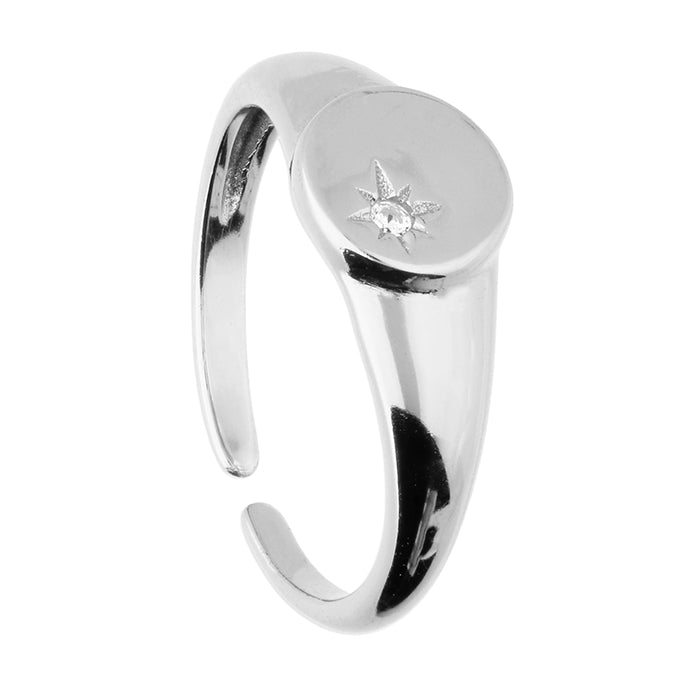 Gold / Silver Star Signet Adjustable Ring