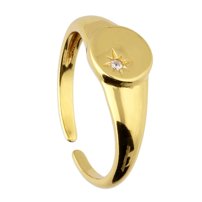 Gold / Silver Star Signet Adjustable Ring