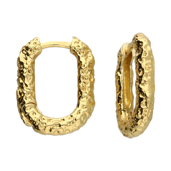 Molten 18ct Gold U Shaped Huggie Earrings