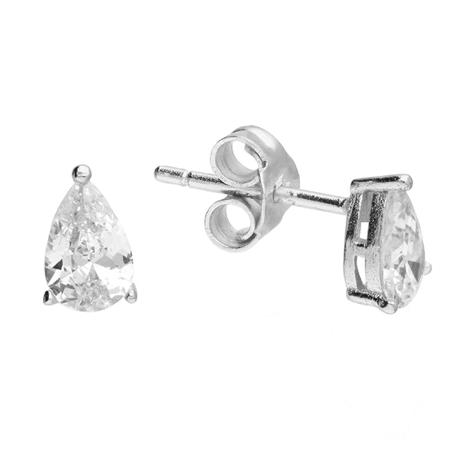 Gold / Silver Pear Cut Teardrop Stud Earrings