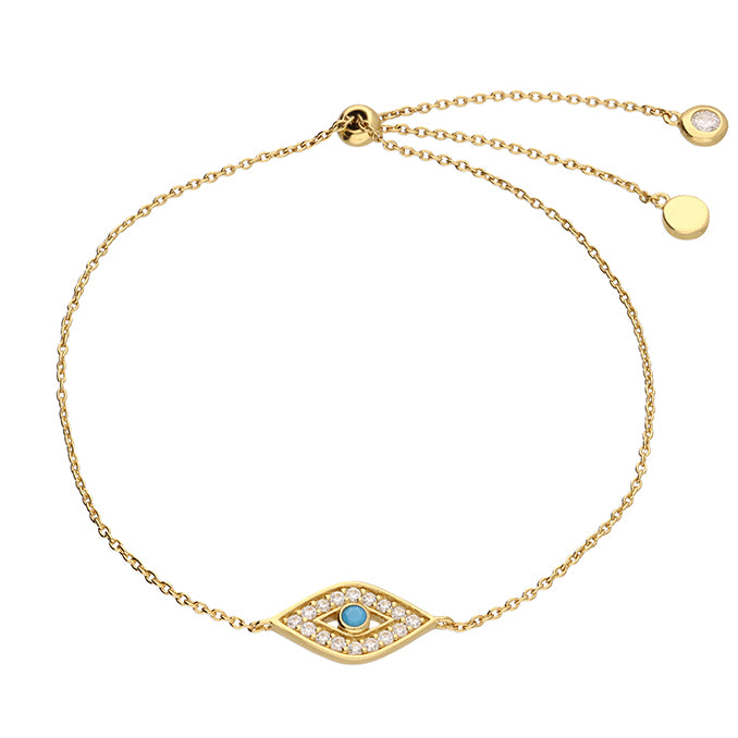 Gold Evil Eye Halo Adjustable Bracelet