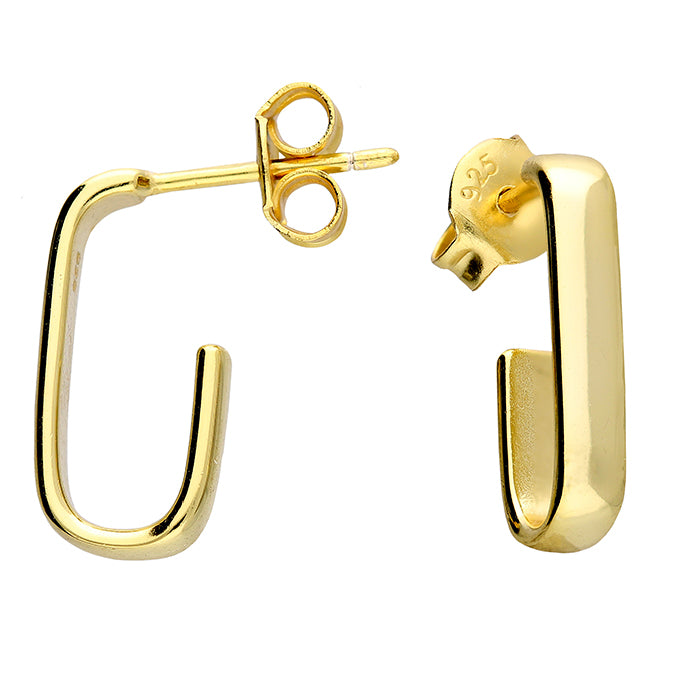 Squared J Hoop Gold Huggie Earrings