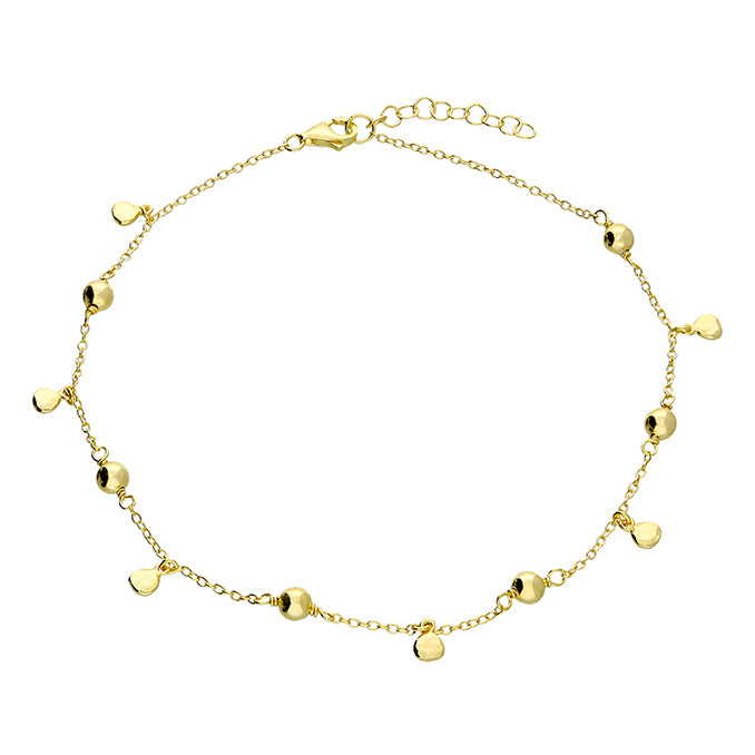 Gold Bead & Disc Dainty Anklet