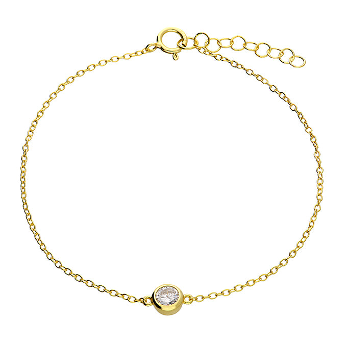Simple Sterling Silver / Gold Round Cut Bracelet