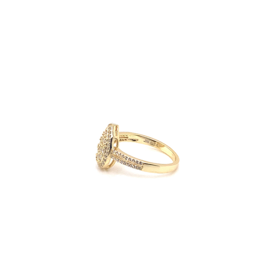 Pear Cut Pave Gold Double Band Ring