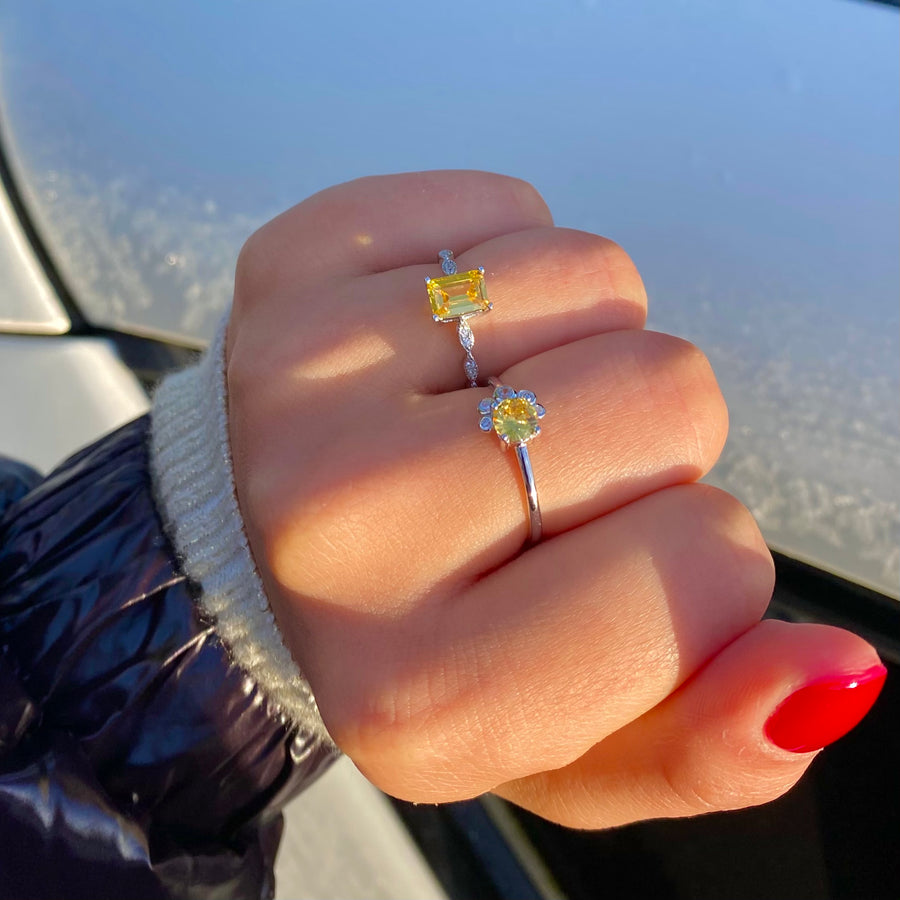 Yellow Emerald Cut Ring