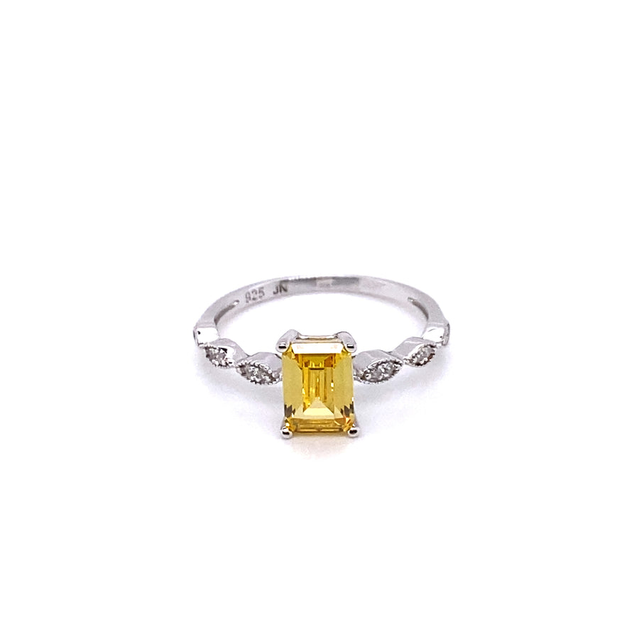 Yellow Emerald Cut Ring