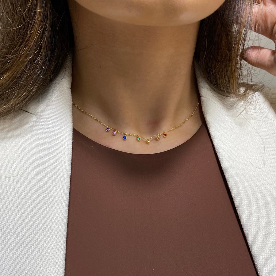 Rainbow Droplet Gold Necklace