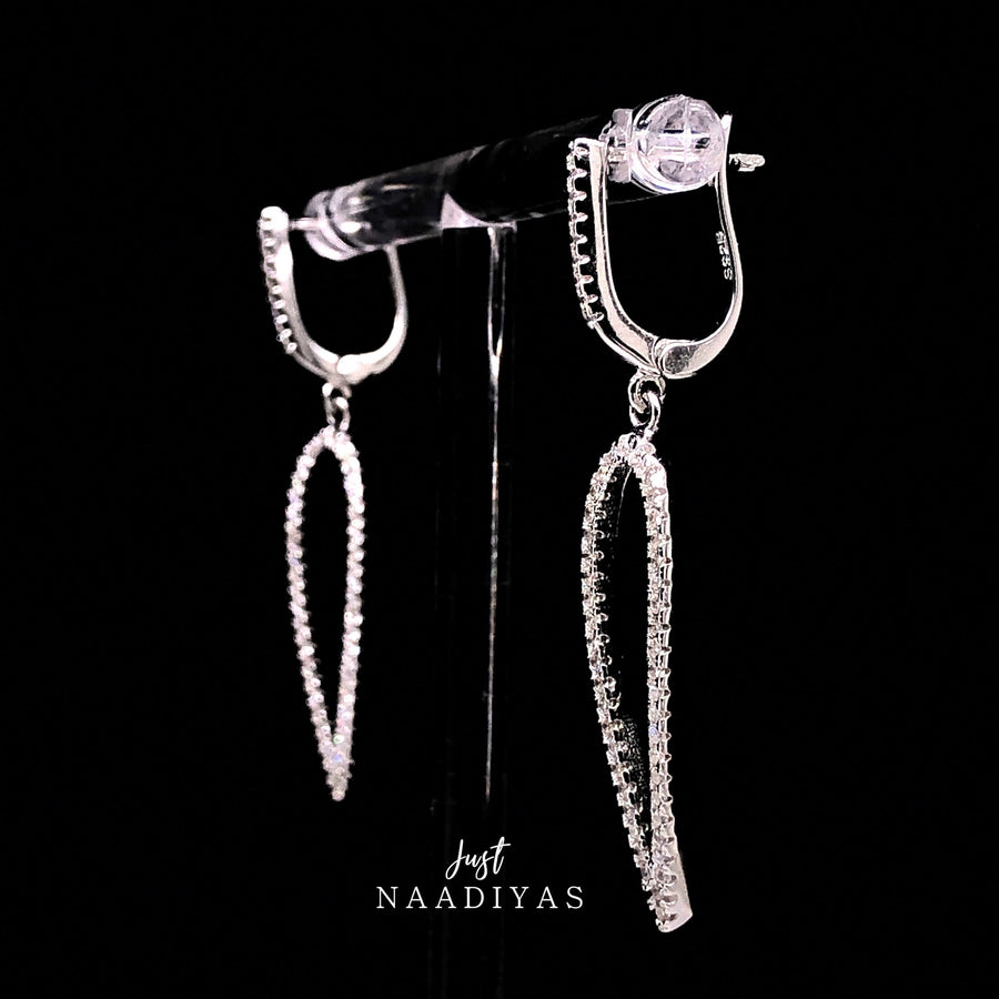 Sterling Silver Diamond Drop Earrings justnaadiyas.com