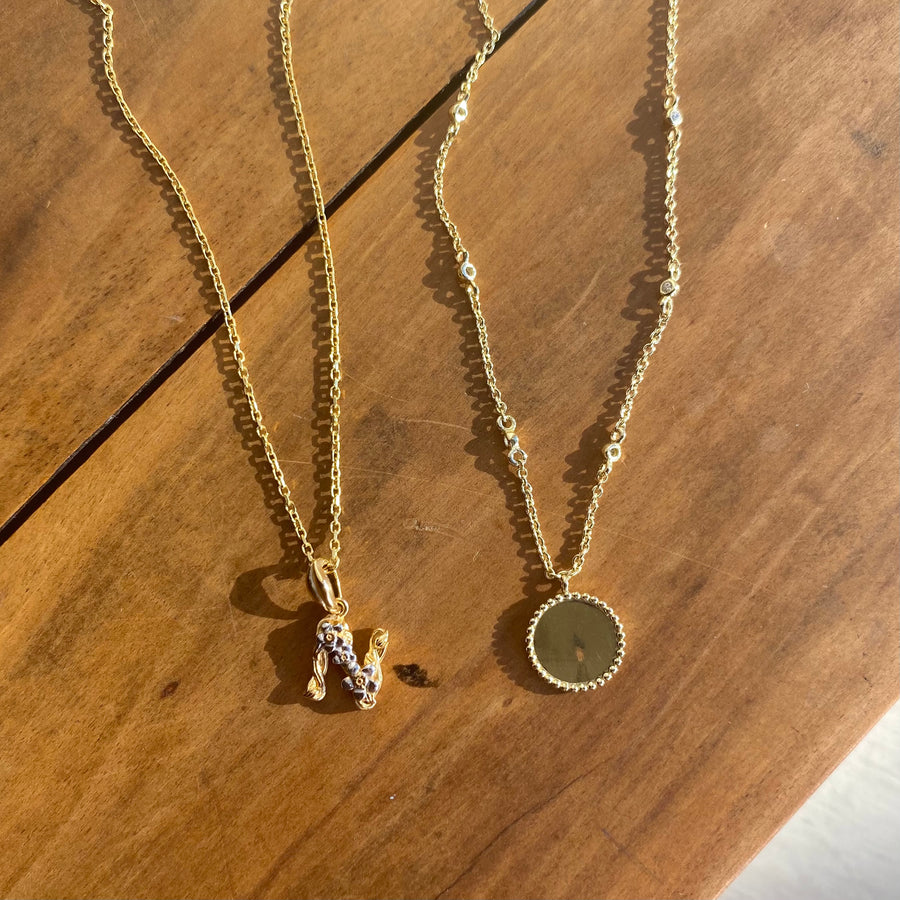 Golid Solid Circular Pendant Necklace