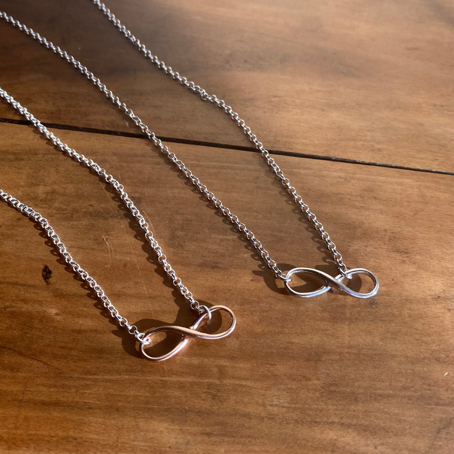 Solid Infinity Choker Necklace Silver Rosegold