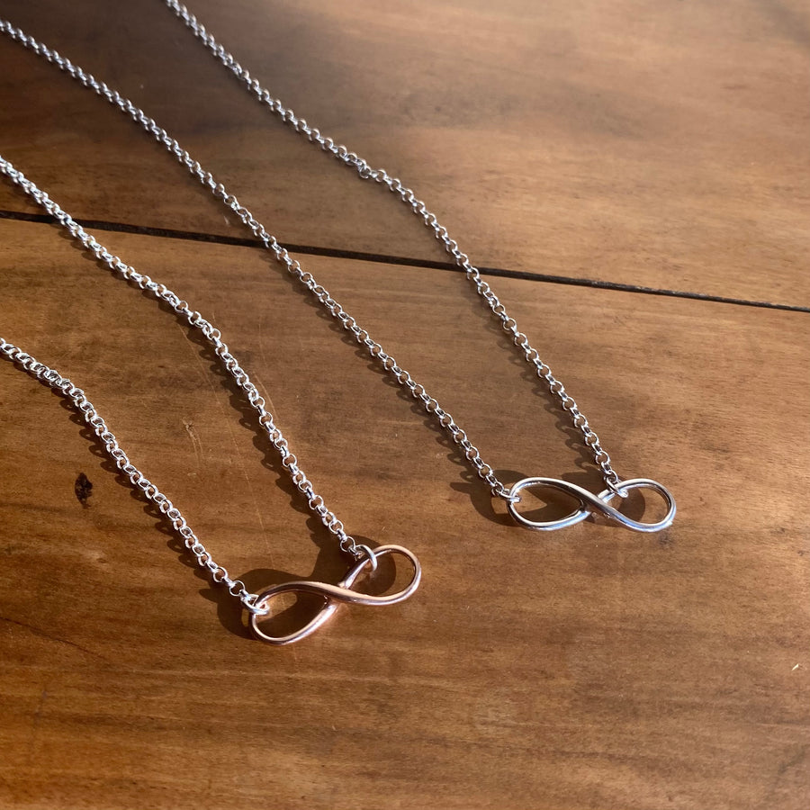 Solid Infinity Choker Necklace Silver / Rosegold