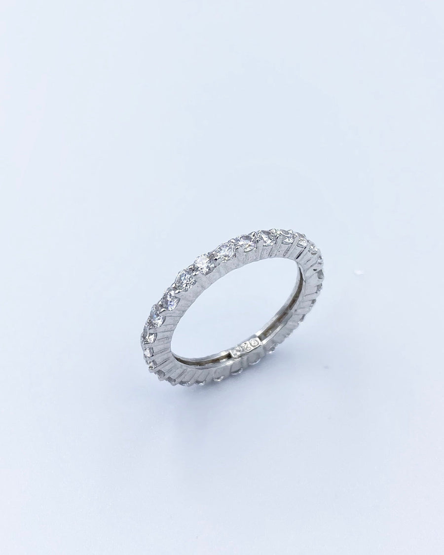 Silver Round Cut Eternity Band