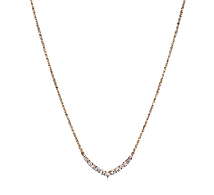 Gold Vermeil Curved V Pavé Necklace