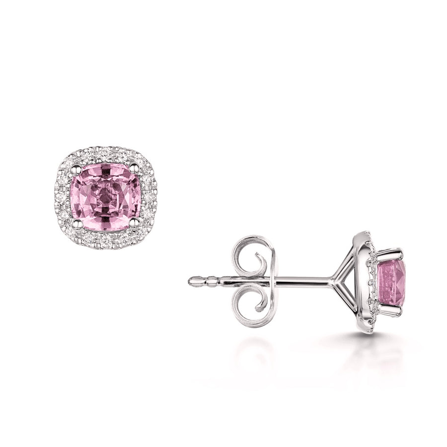 Rose Pink Cushion Cut Earrings