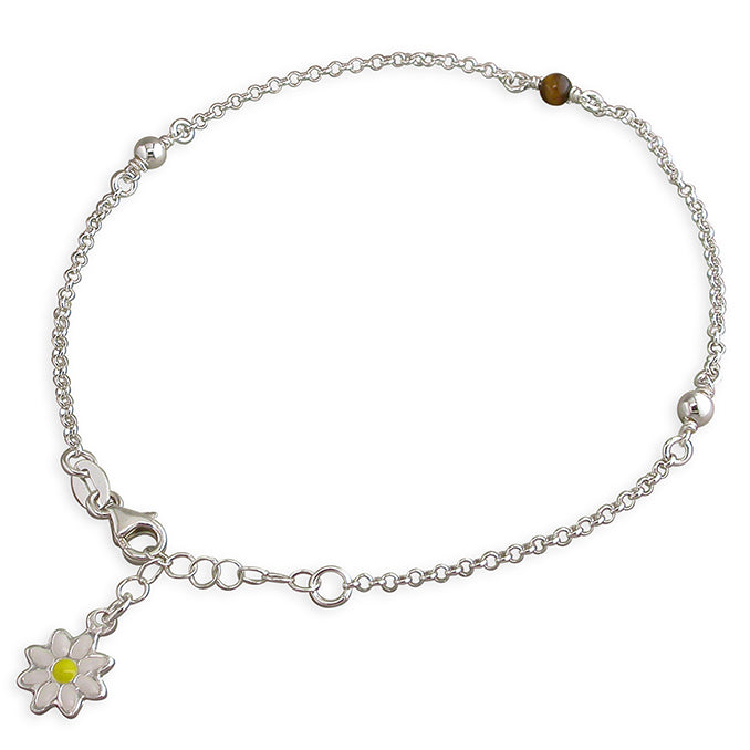 Daisy Drop Silver Anklet