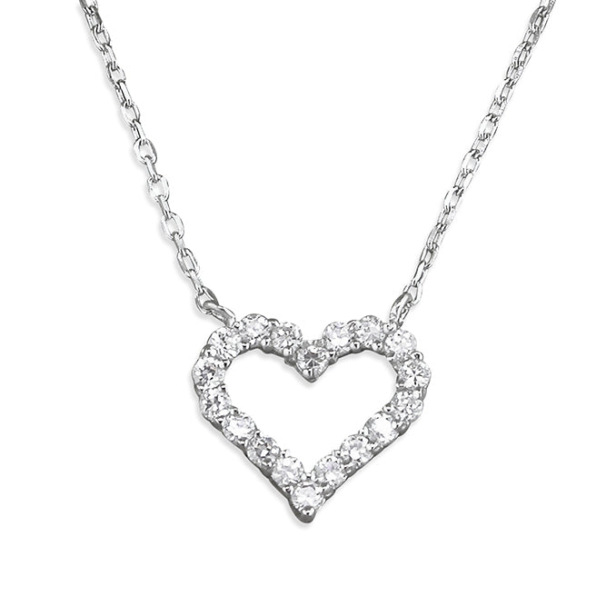 Love Heart Pavé Set Sterling Silver Necklace