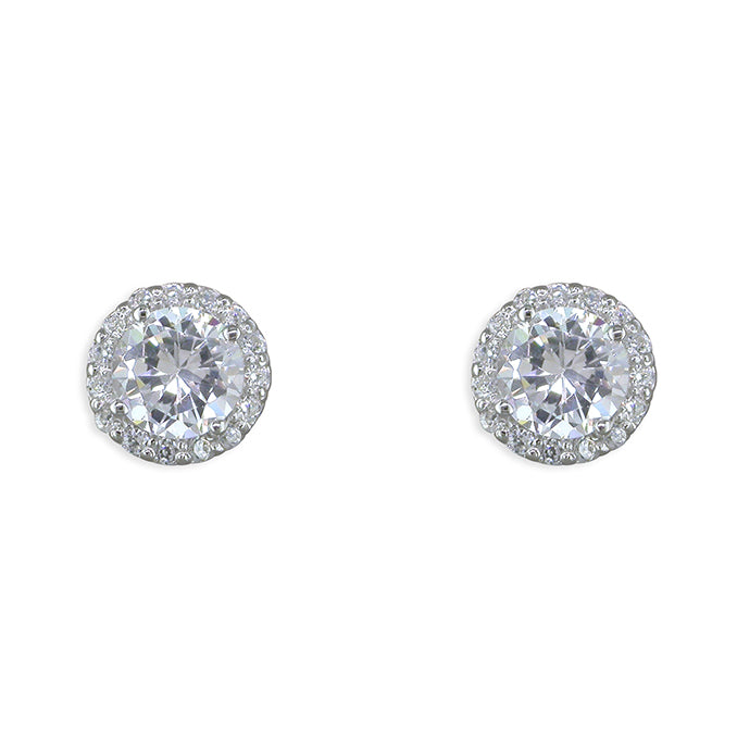 Classic Round Cut Halo Stud Earrings