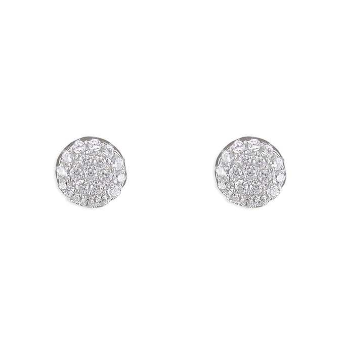 Pavé Set Round Cluster Silver Stud Earrings