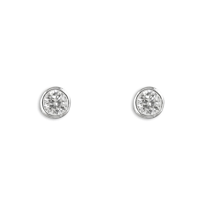 Silver Rubover 4mm Stud Earrings