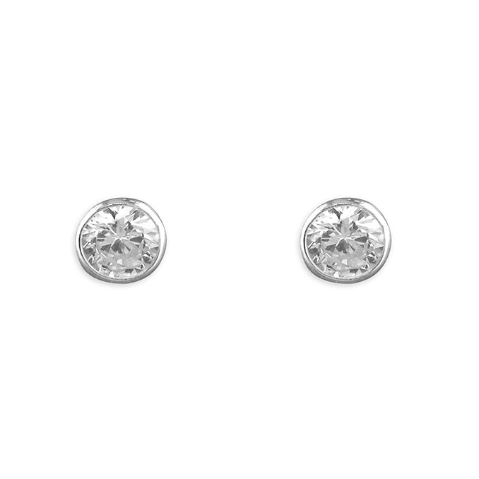 Silver Rubover 5mm Stud Earrings