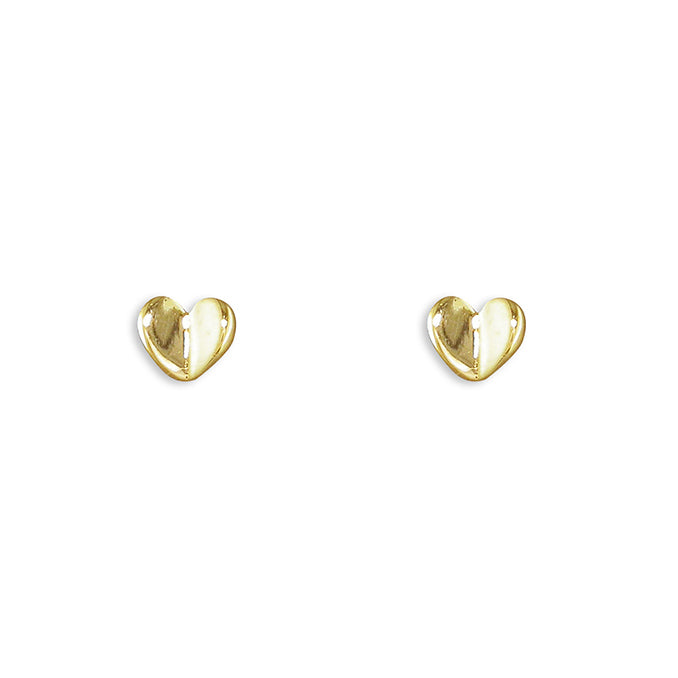 9ct Gold Folded Heart Stud Earrings