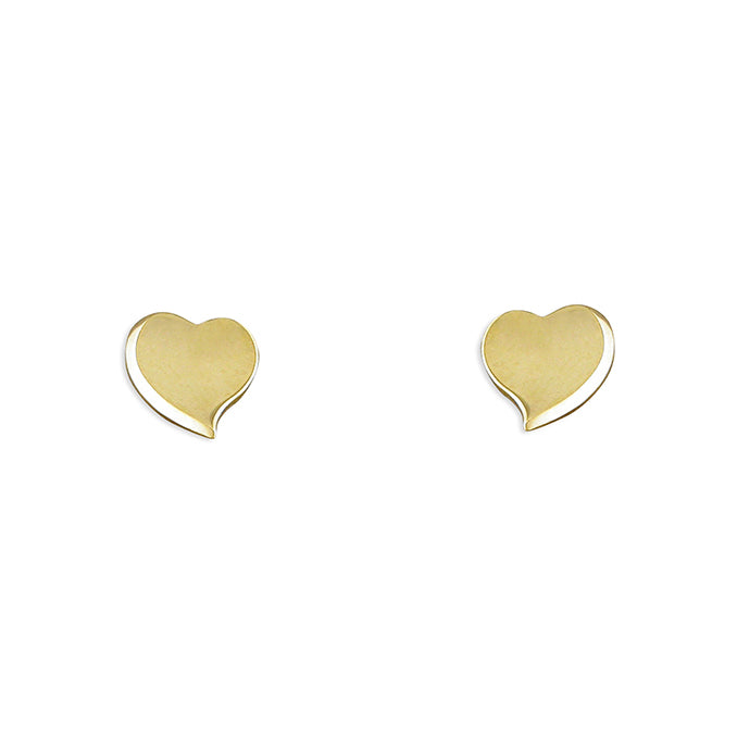 9ct Gold Abstract Curve Heart Stud Earrings