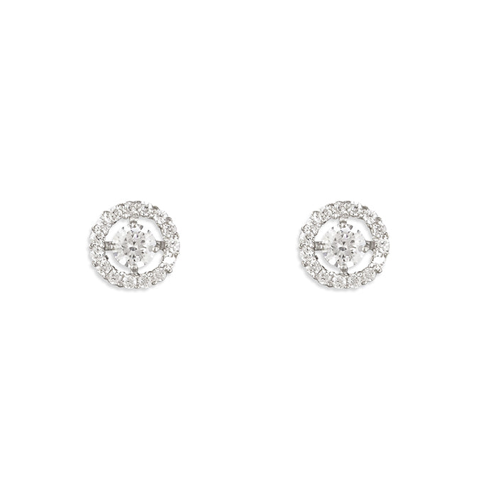 9ct White Gold Round Cut Halo Studs